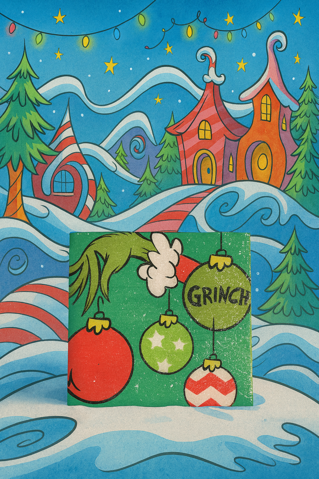 Grinch Christmas Coasters – Whoville Holiday Drink Coaster Set | Glitter Resin Tile Coasters | Grinchmas Gift | Holiday Home Decor