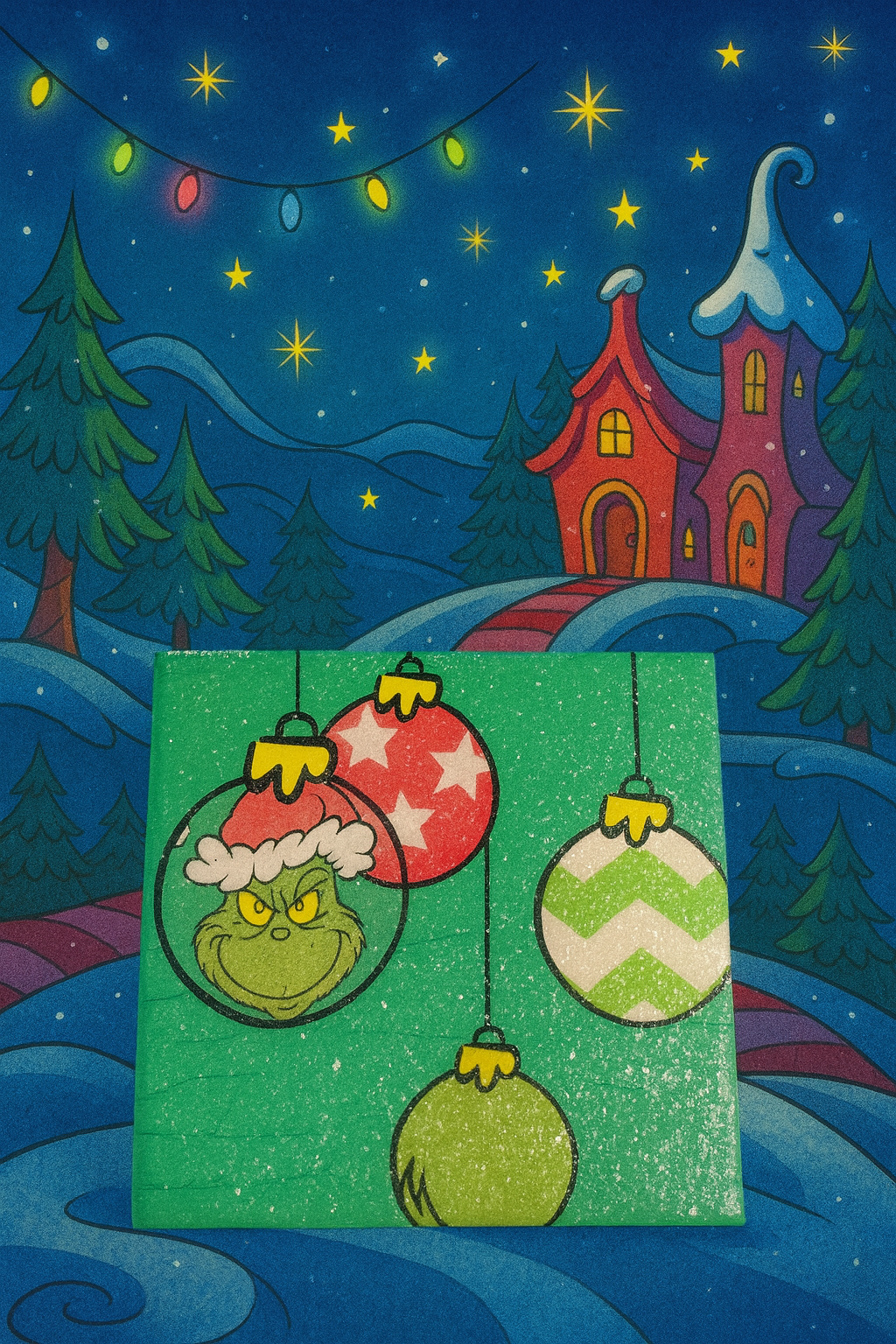 Grinch Christmas Coasters – Whoville Holiday Drink Coaster Set | Glitter Resin Tile Coasters | Grinchmas Gift | Holiday Home Decor