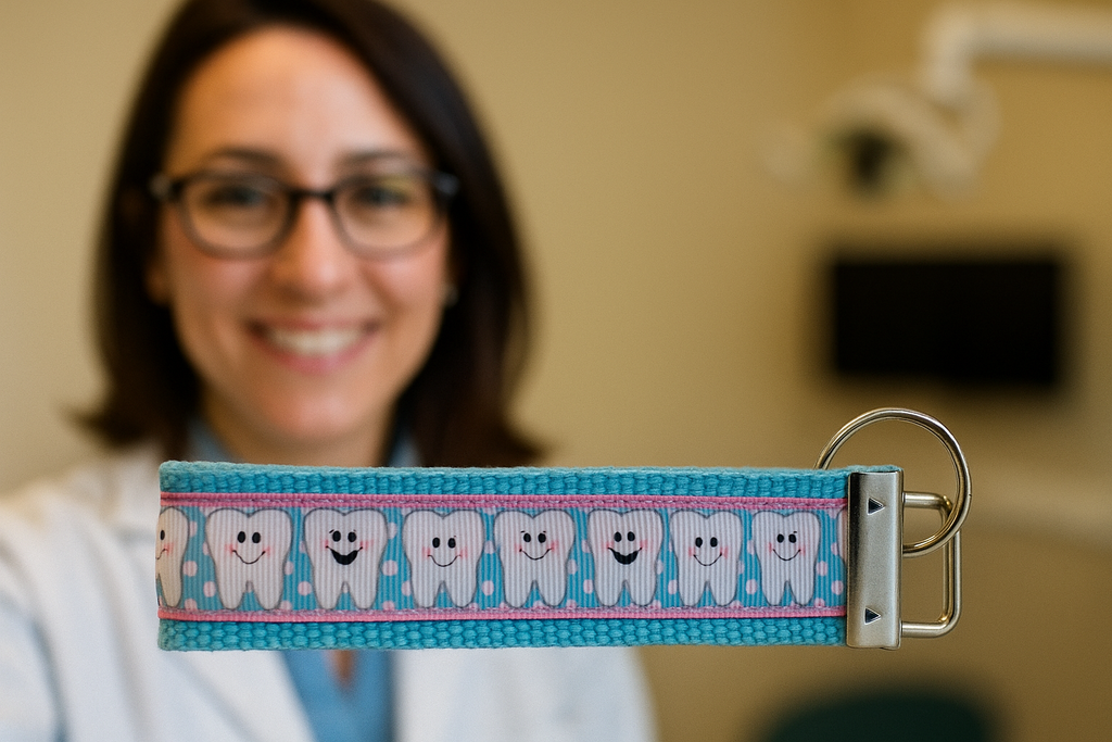 🦷 Dental Keychain Wristlet – Cute Tooth Pattern, Perfect for Dentists & Hygienists