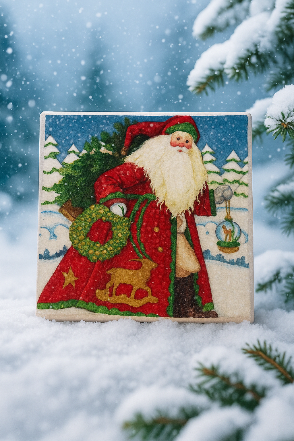 Vintage Santa Claus Coaster Set of 4 – Handmade Christmas Coasters | Holiday Décor Gift | Lacey Grace Boutique