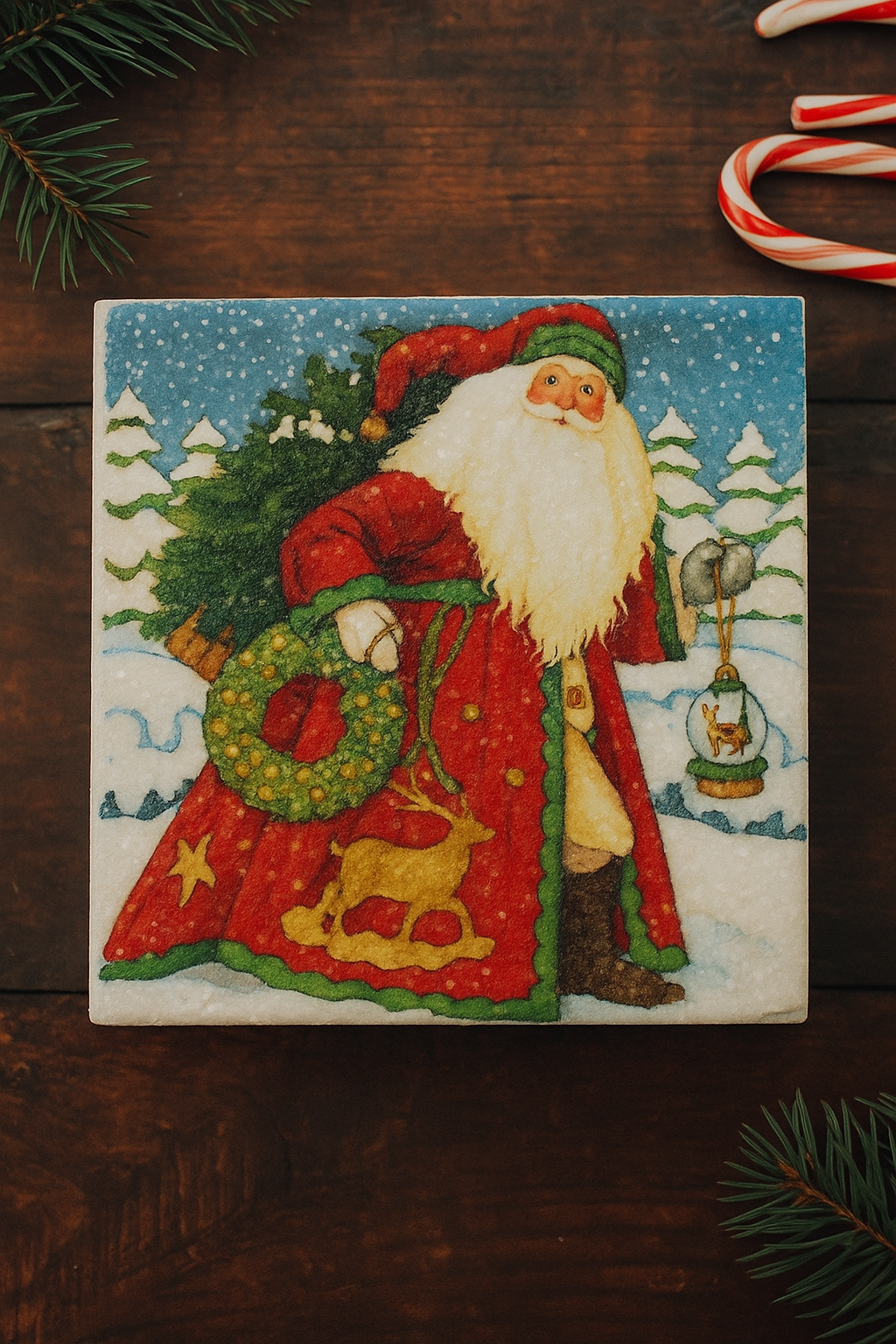 Vintage Santa Claus Coaster Set of 4 – Handmade Christmas Coasters | Holiday Décor Gift | Lacey Grace Boutique