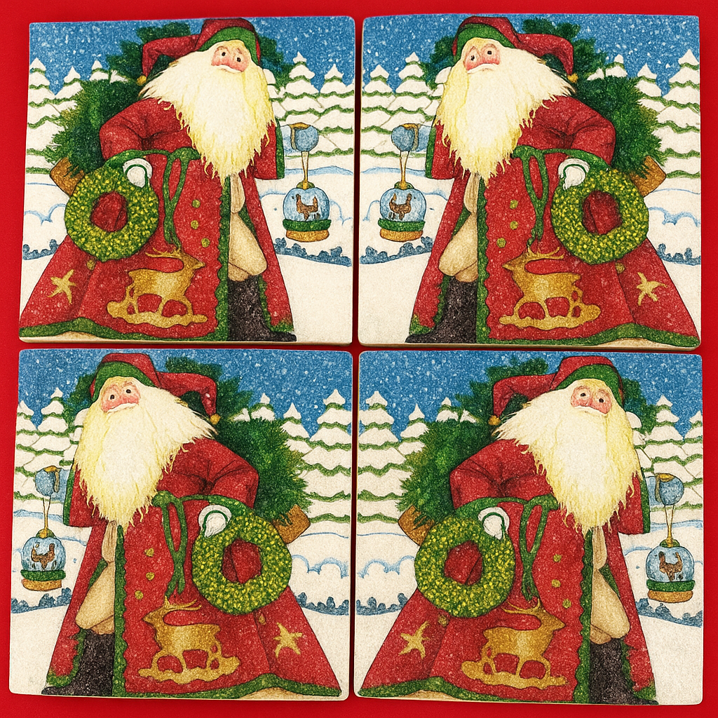 Vintage Santa Claus Coaster Set of 4 – Handmade Christmas Coasters | Holiday Décor Gift | Lacey Grace Boutique