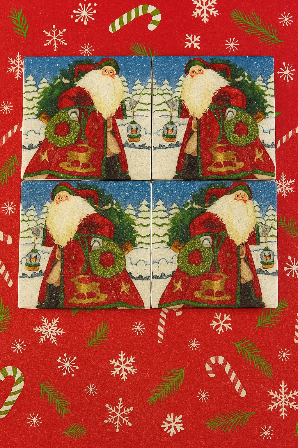 Vintage Santa Claus Coaster Set of 4 – Handmade Christmas Coasters | Holiday Décor Gift | Lacey Grace Boutique