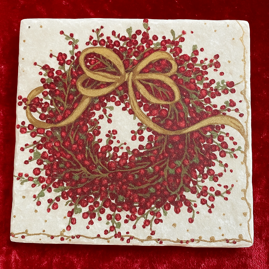 Christmas Tree & Wreath Coaster Set of 4 – Handmade Holiday Coasters | Rustic Farmhouse Christmas Décor