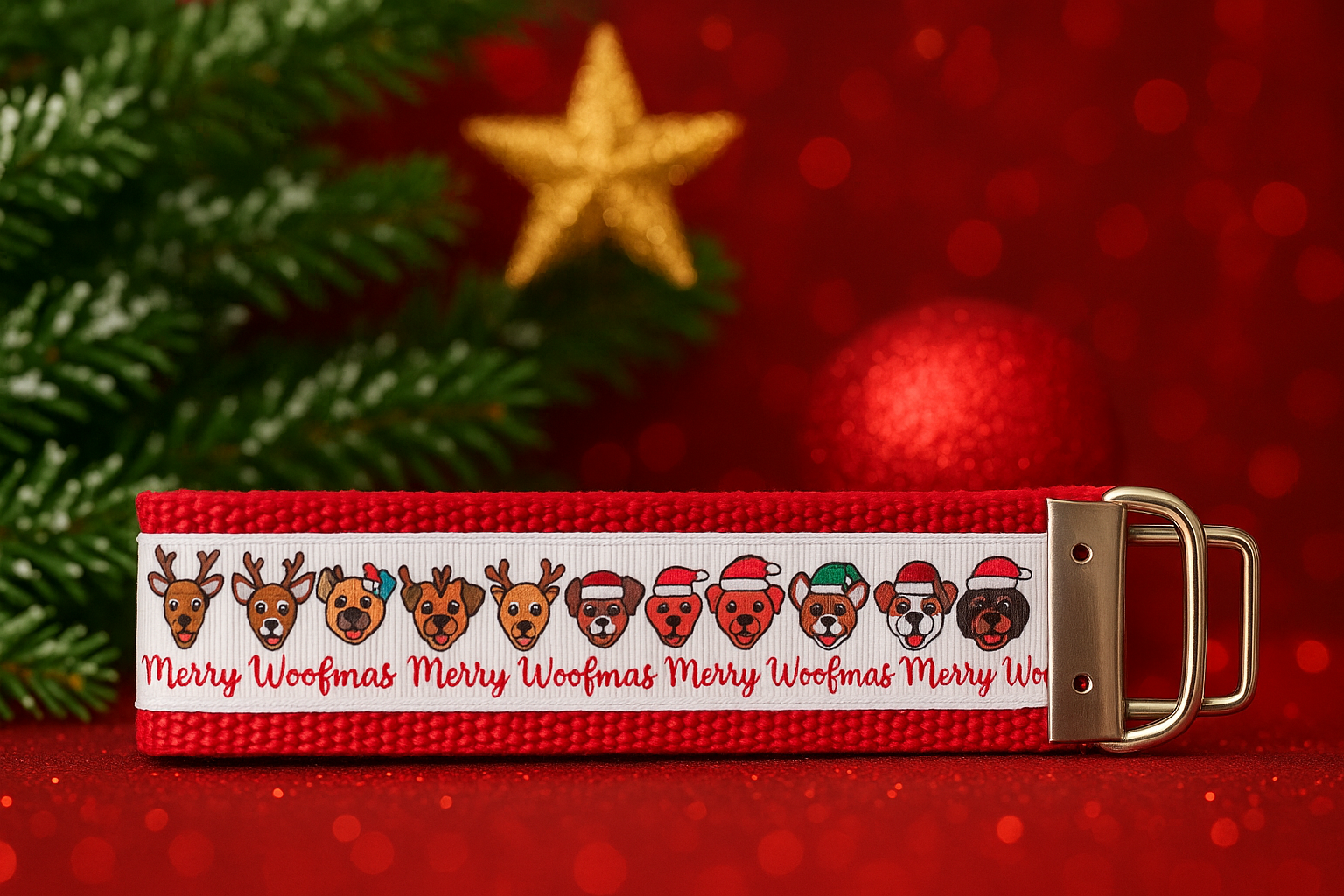 Merry Woofmas Dog Keychain Wristlet – Festive Christmas Dog Lovers Gift, Holiday Accessory for Pet Owners