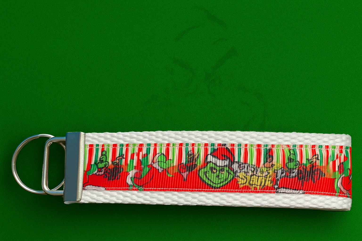 Grinch Christmas Keychain Wristlet – “Merry Grinchmas” Holiday Key Fob, Whoville-Inspired Gift for Christmas Lovers