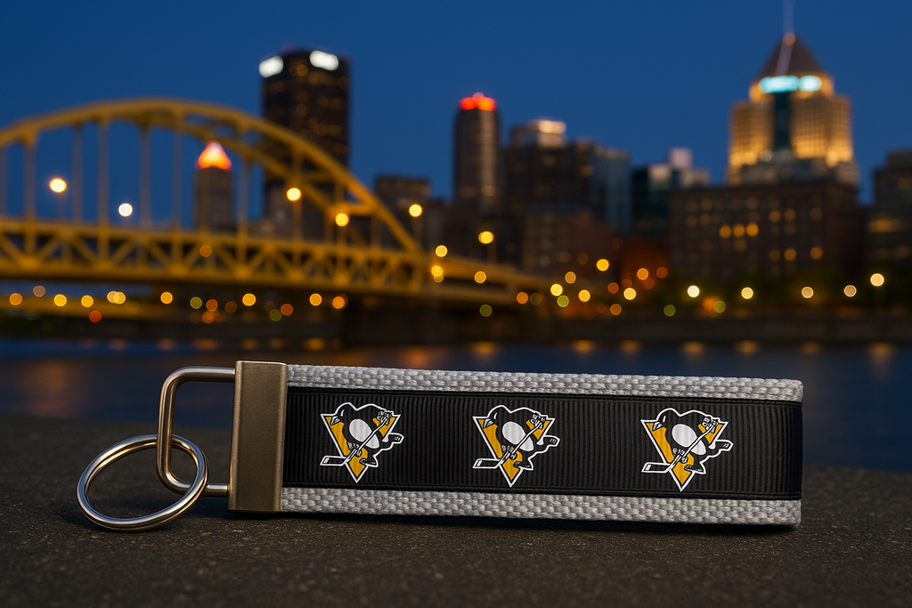 Pittsburgh Penguins Keychain Wristlet – Handmade Hockey Fan Gift |