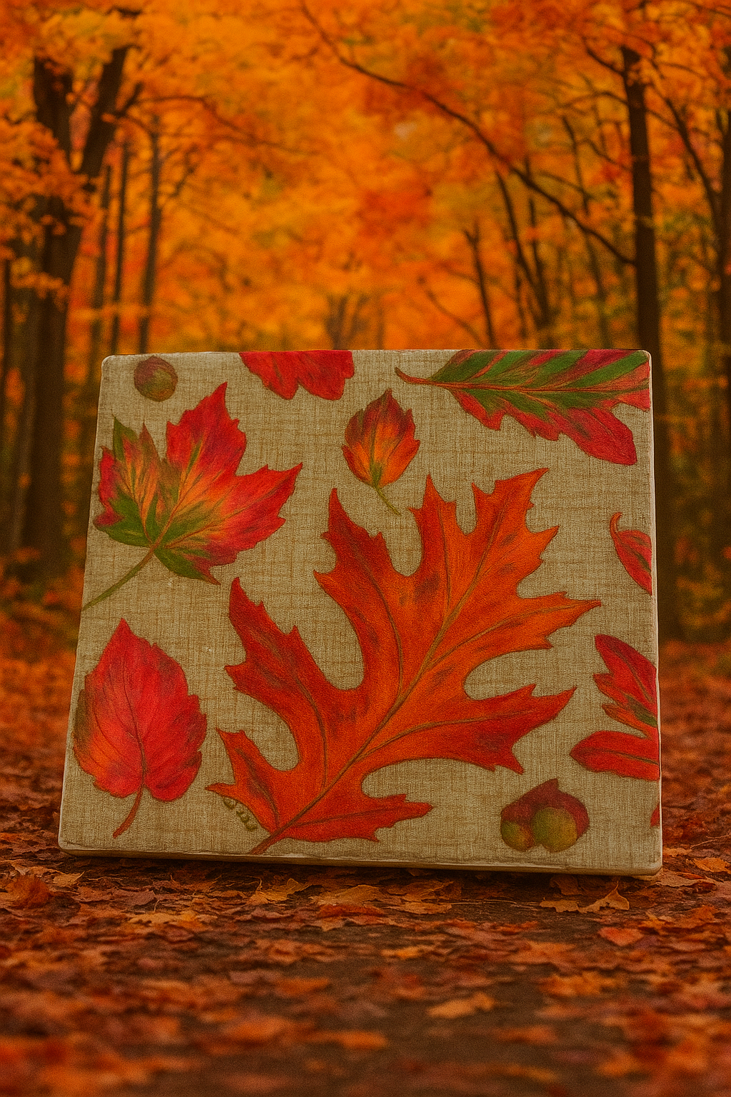 Set of 4 Fall Leaf Coasters – Thanksgiving Kitchen Decor – Ceramic Autumn Coaster Set – Seasonal Table Decor – Gift for Hostess