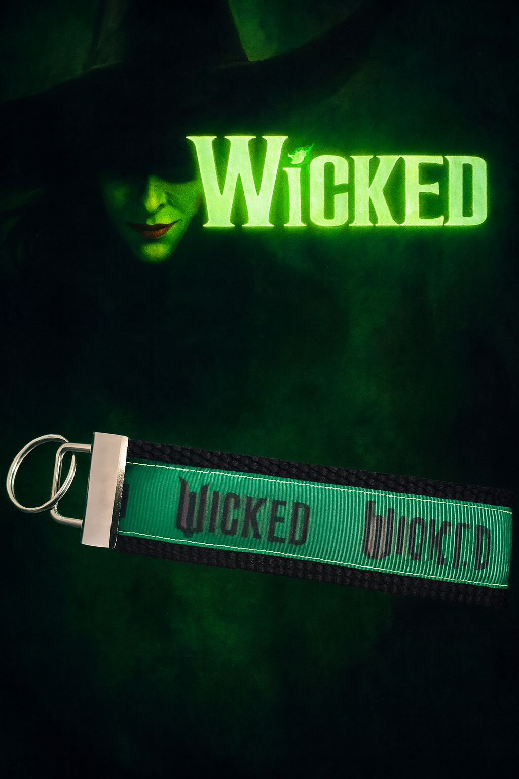 ✨ Wicked Themed Keychain Wristlet – Choose Black or Pink | Broadway Musical Inspired Key Fob | Wristlet Keychain Strap | Handmade Gift