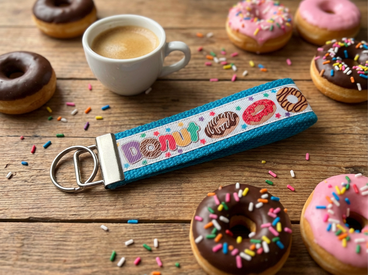 🍩 Donut Lover Wristlet Keychain – Colorful Sprinkles Key Fob | Cute Gift for Donut Fans
