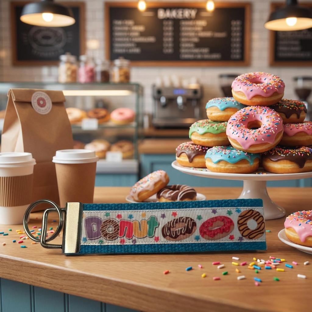 🍩 Donut Lover Wristlet Keychain – Colorful Sprinkles Key Fob | Cute Gift for Donut Fans