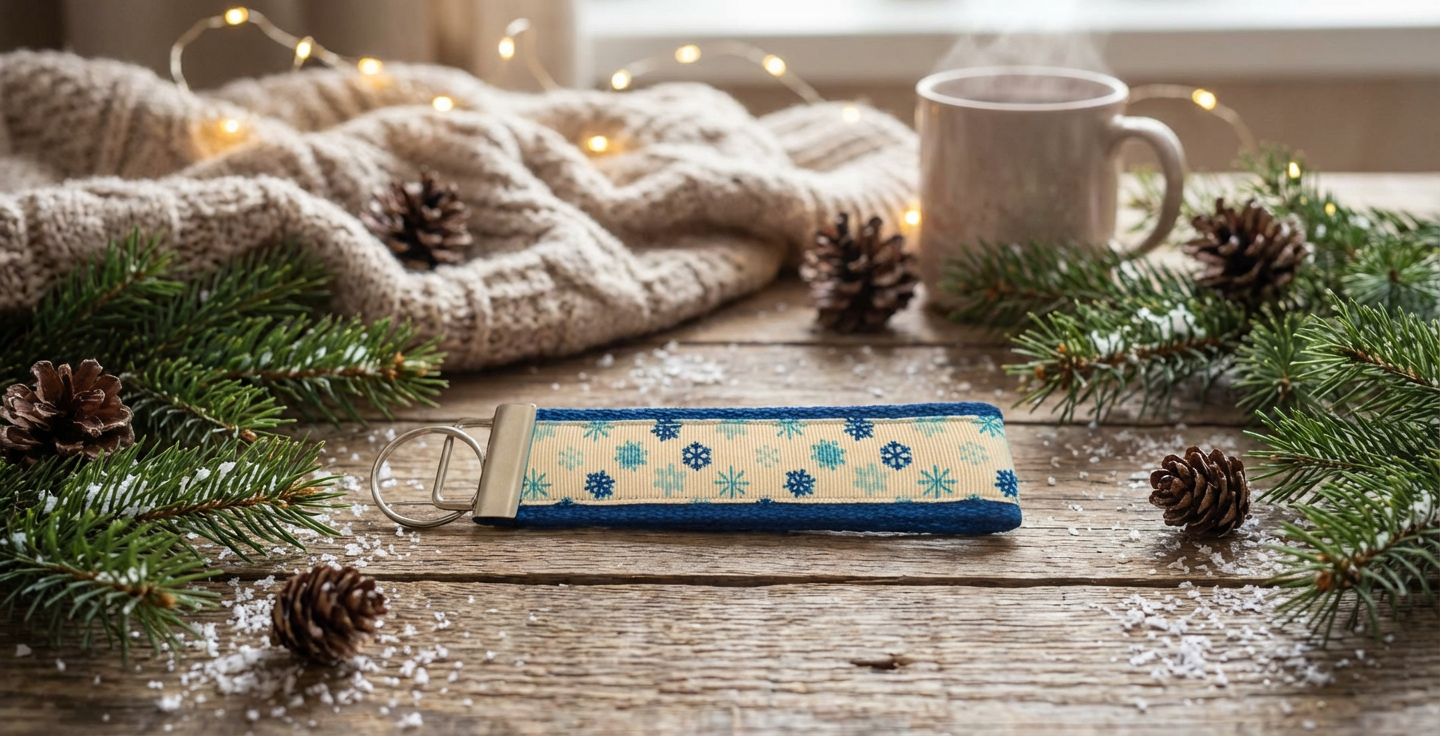 ❄️ Snowflake Wristlet Keychain – Winter Holiday Key Fob | Handmade Gift | Stocking Stuffer