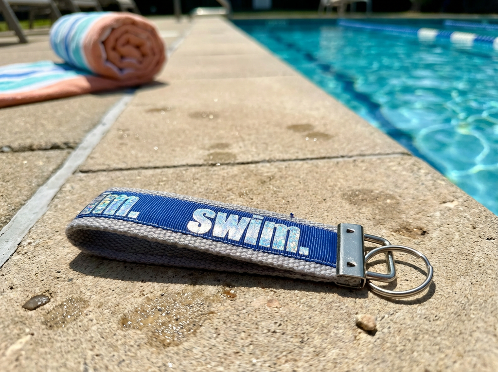 🏊‍♀️ SWIM. Keychain Wristlet – Blue Swim Team Key Fob | Swimmer Gift | Pool & Beach Accessory