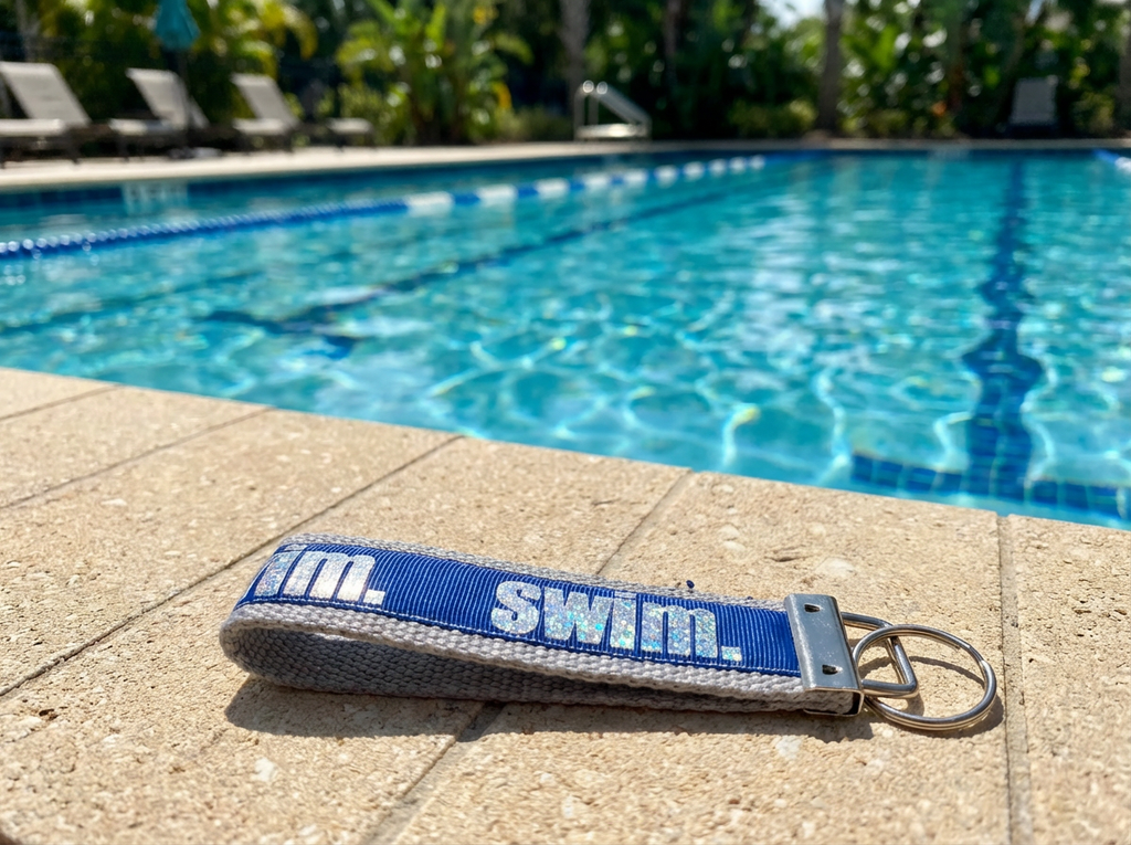 🏊‍♀️ SWIM. Keychain Wristlet – Blue Swim Team Key Fob | Swimmer Gift | Pool & Beach Accessory