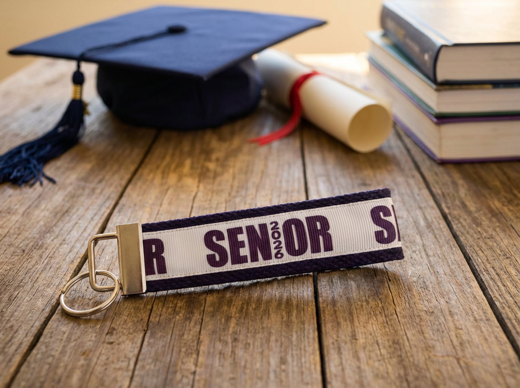 🎓 Senior 2026 Wristlet Keychain – Custom School Color Backing | Graduation Gift | Class of 2026 Key Fob
