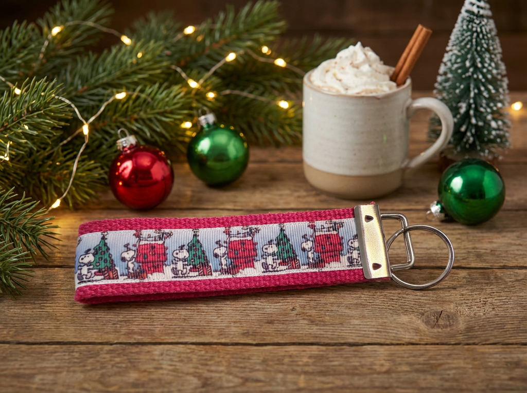 🎄 Christmas Snoopy Keychain – Festive Holiday Wristlet | Cute Gift Idea | Stocking Stuffer