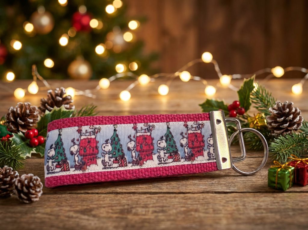 🎄 Christmas Snoopy Keychain – Festive Holiday Wristlet | Cute Gift Idea | Stocking Stuffer
