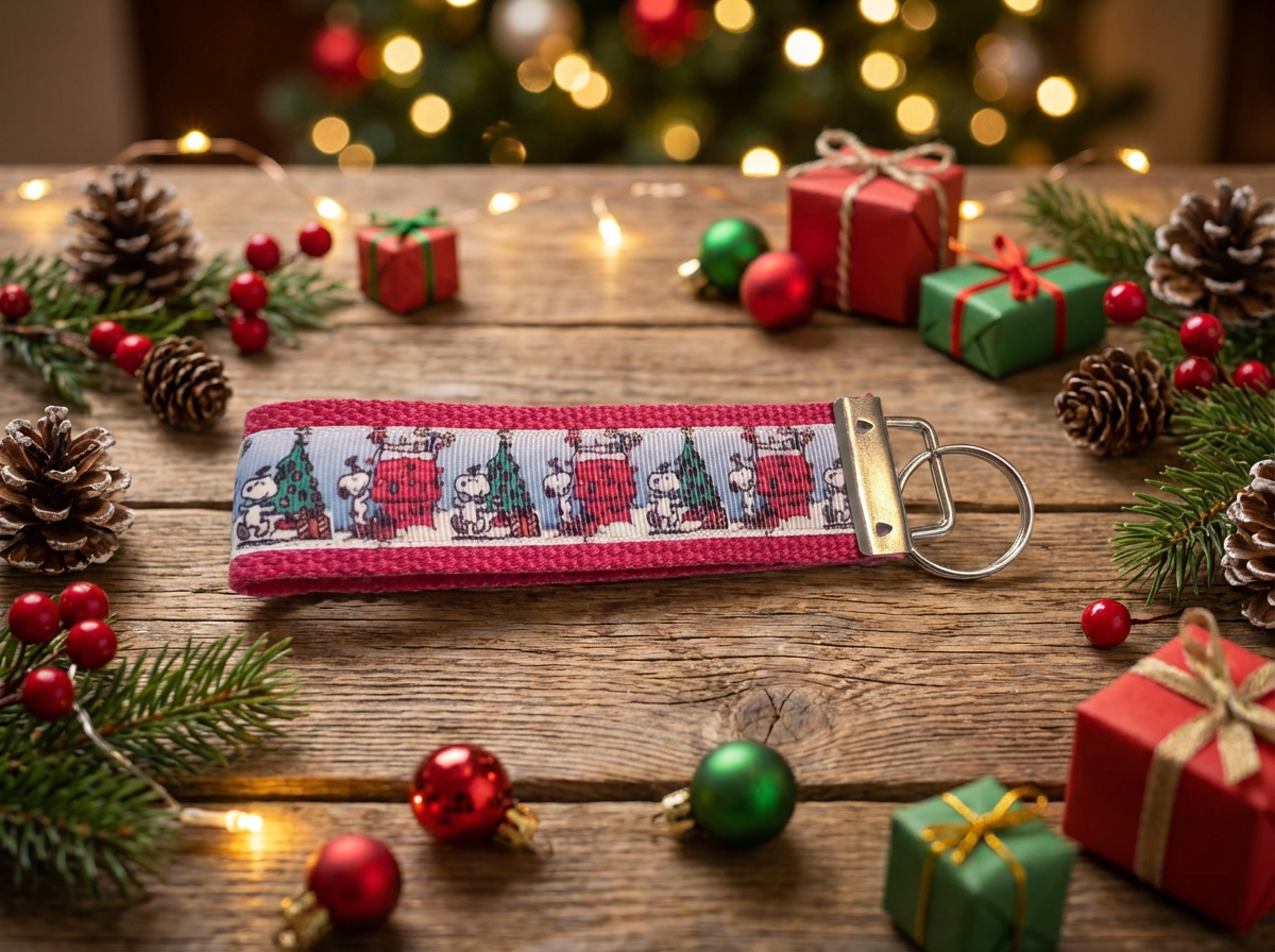 🎄 Christmas Snoopy Keychain – Festive Holiday Wristlet | Cute Gift Idea | Stocking Stuffer