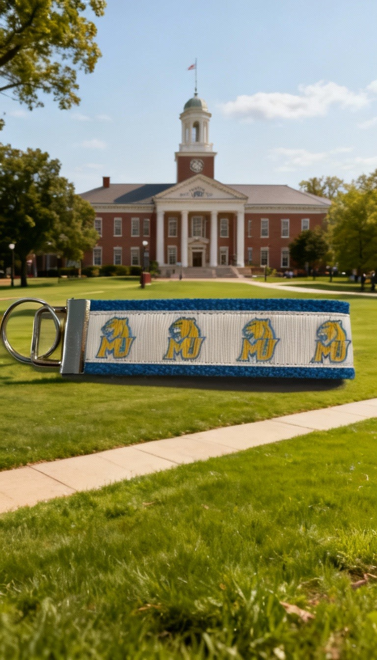 Millersville University Wristlet Keychain – MU Marauders Logo | Blue & Gold College Spirit Key Fob