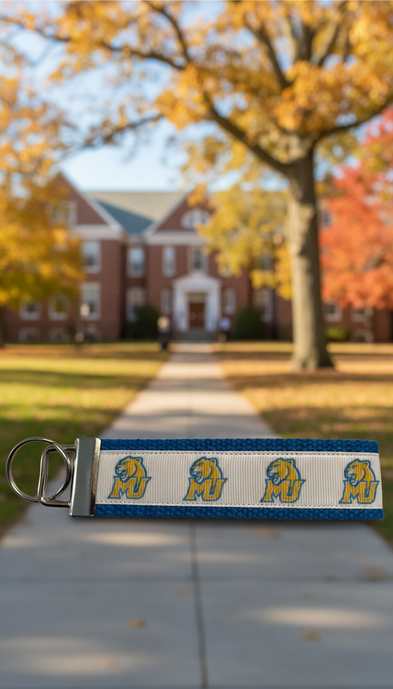 Millersville University Wristlet Keychain – MU Marauders Logo | Blue & Gold College Spirit Key Fob