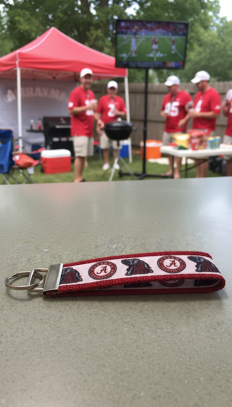 Alabama Crimson Tide Wristlet Keychain | Roll Tide Gift | Elephant Logo Key Fob | Game Day Accessory