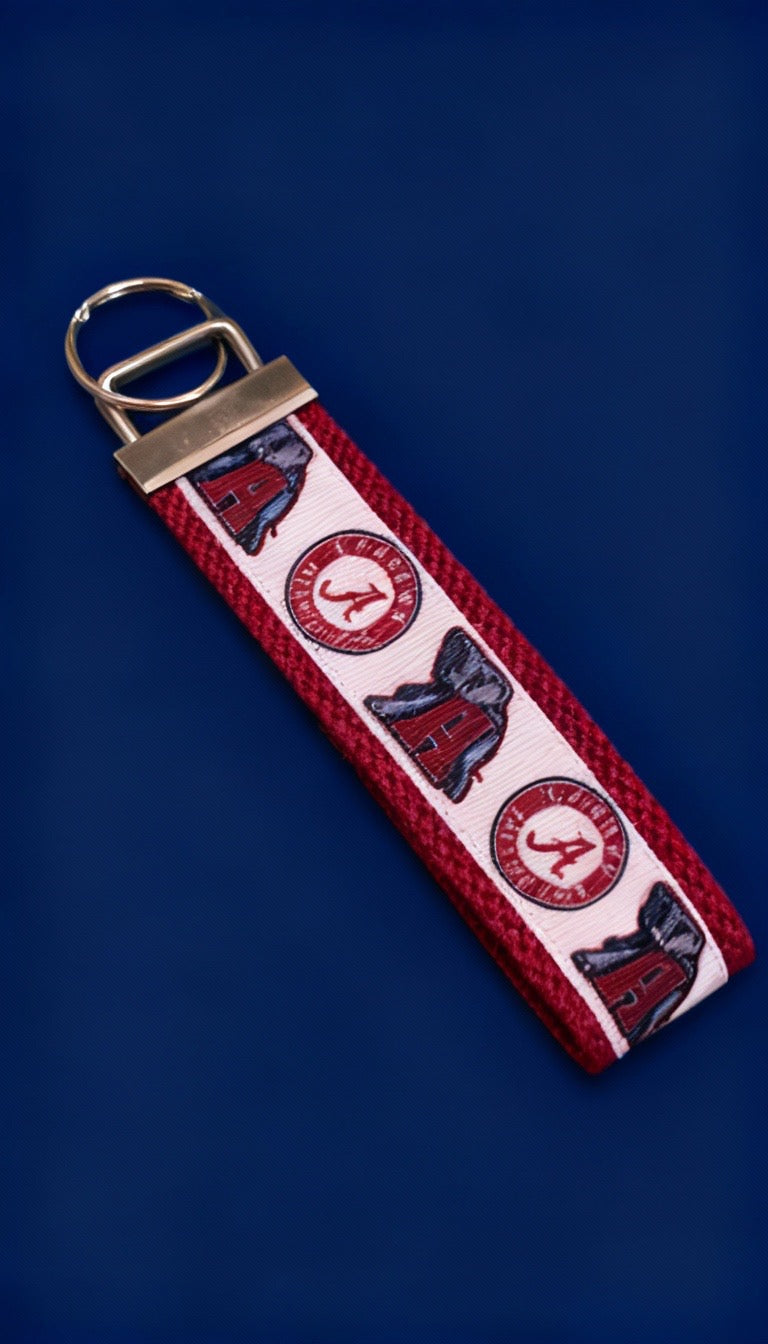 Alabama Crimson Tide Wristlet Keychain | Roll Tide Gift | Elephant Logo Key Fob | Game Day Accessory