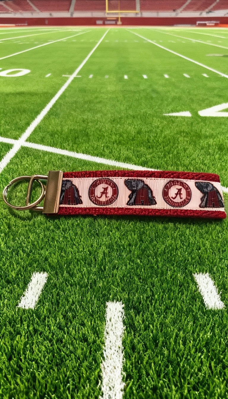 Alabama Crimson Tide Wristlet Keychain | Roll Tide Gift | Elephant Logo Key Fob | Game Day Accessory
