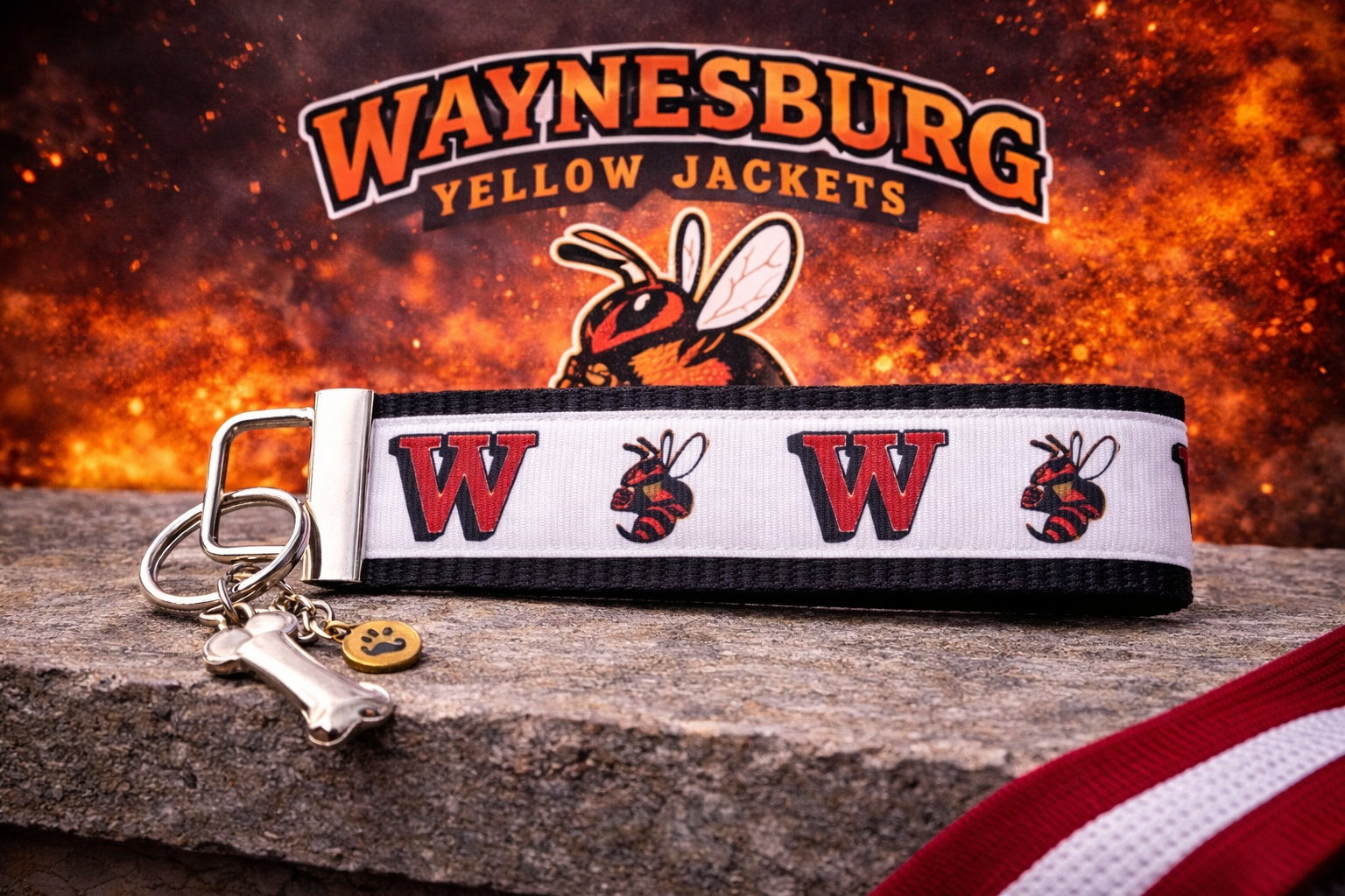 Waynesburg University Wristlet Keychain | Yellow Jackets Key Fob | Waynesburg College Gift | College Spirit Wristlet | Alumni Gift | Pennsylvania College Keychain