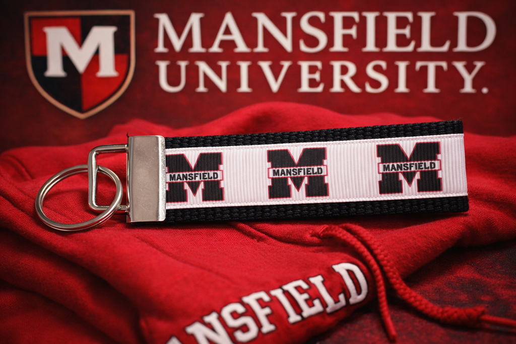 Mansfield University Keychain | Mansfield Mounties Wristlet Key Fob | College Keychain Gift | Mansfield PA School Spirit | Handmade Key Holder