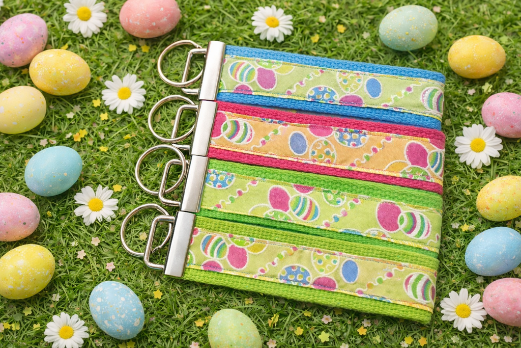 Easter Egg Keychain – Spring Wristlet Key Fob – Handmade Easter Basket Stuffer – Colorful Egg Fabric Key Holder – Teacher Gift – Lacey Grace Boutique