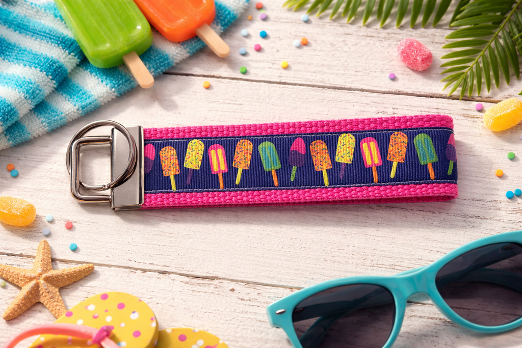 Colorful Popsicle Wristlet Keychain – Summer Keychain | Ice Cream Lover Gift | Cute Fabric Keychain | Popsicle Key Fob | Summer Accessories