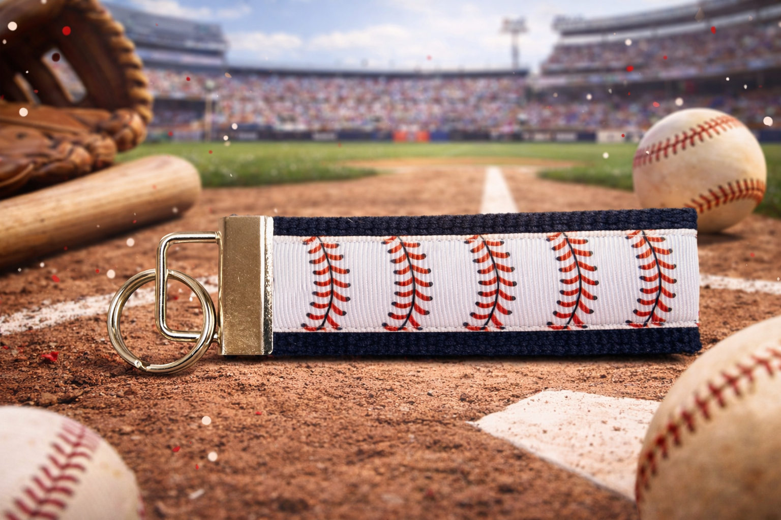Baseball Wristlet Keychain – Baseball Stitch Key Fob – Baseball Mom Gift – Sports Keychain – Handmade Keychain – Baseball Season Accessory
