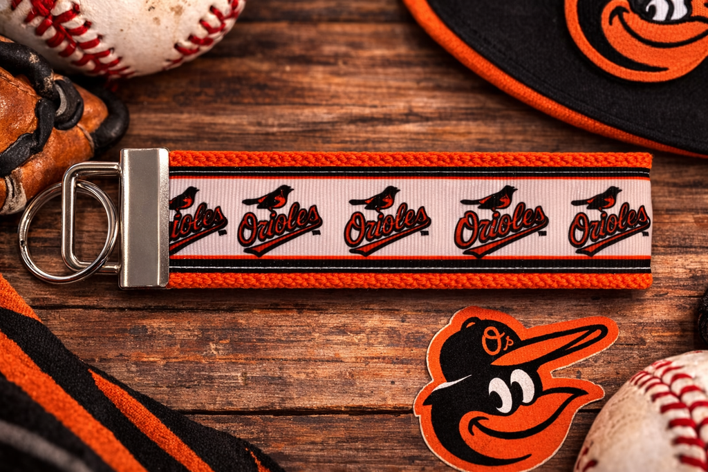 Baltimore Orioles Orange and Black, Cotton Webbing Keychain/ Key fob