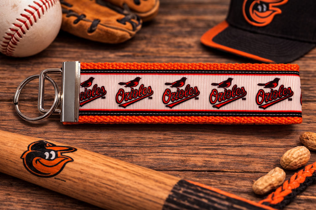 Baltimore Orioles Orange and Black, Cotton Webbing Keychain/ Key fob