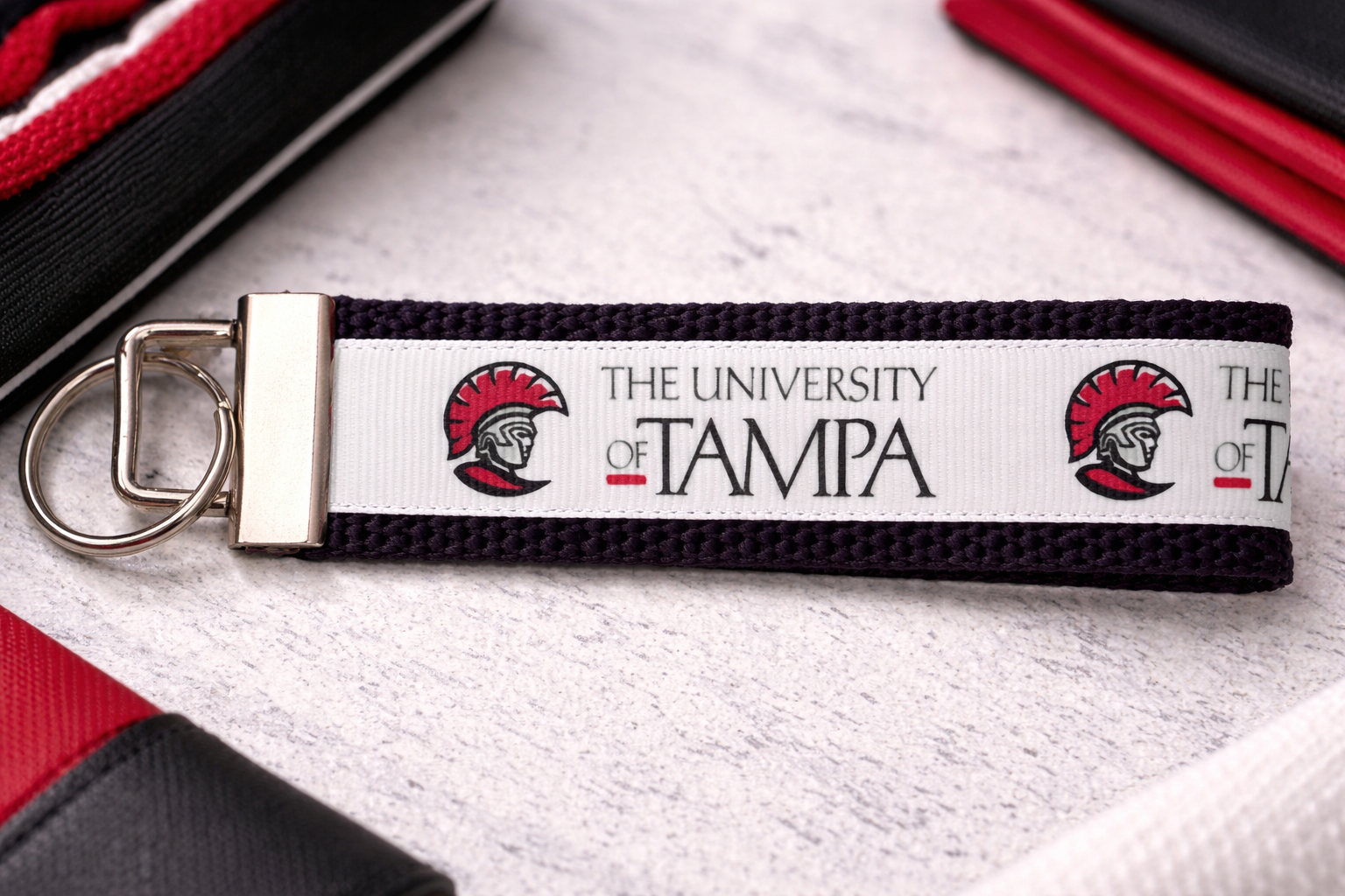 🔴⚫ University of Tampa Keychain Wristlet – Spartan Pride | College Keychain | UT Tampa Gift