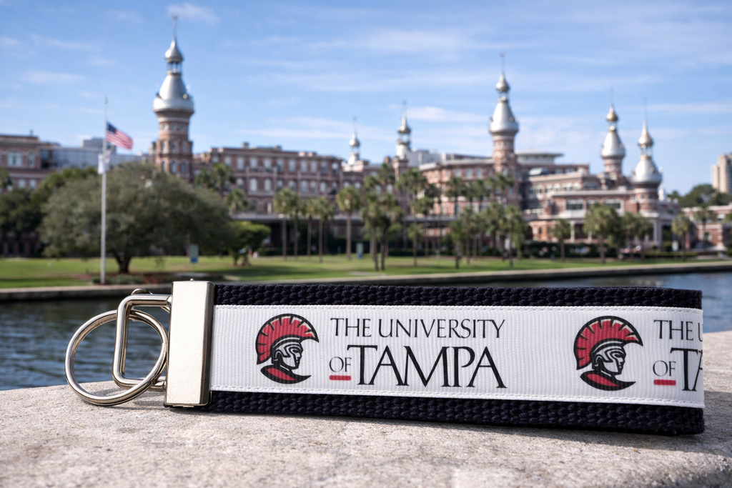 🔴⚫ University of Tampa Keychain Wristlet – Spartan Pride | College Keychain | UT Tampa Gift