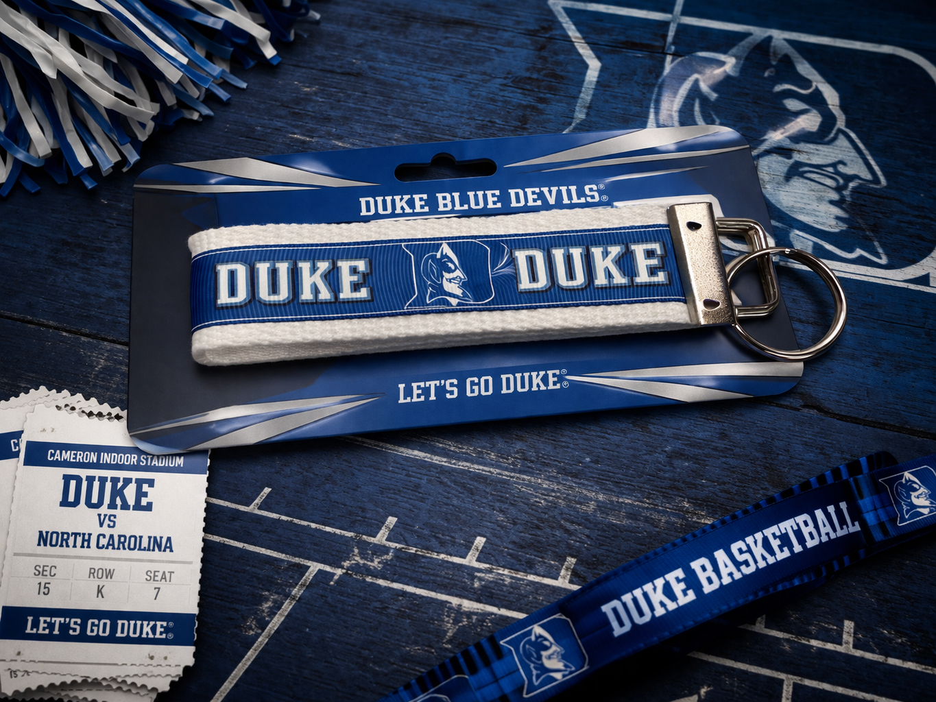 Duke Blue Devils Wristlet Keychain | Duke Key Fob | NCAA Duke Accessories | Gift for Duke Fans
