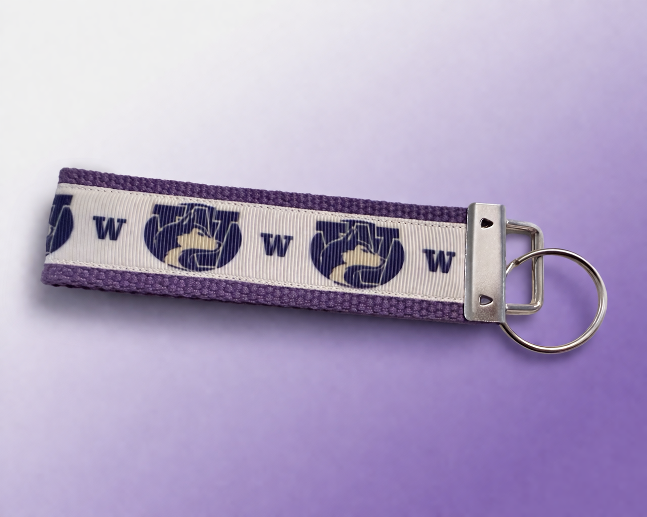 University of Washington Huskies Keychain Wristlet | Purple UW Fabric Key Fob | Game Day Accessory | Handmade Wrist Strap