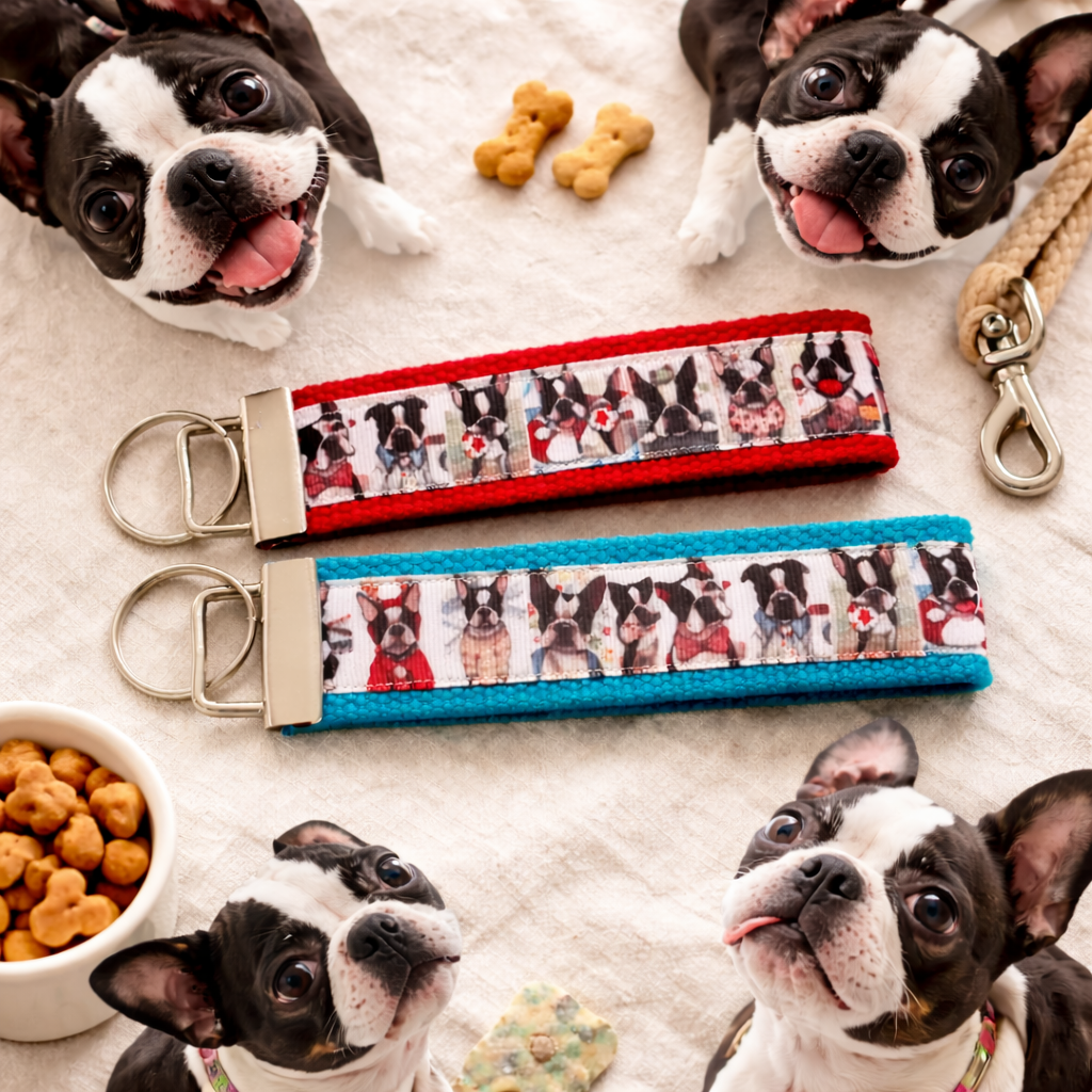🐶 Boston Terrier Keychain – Handmade Wristlet | Dog Lover Gift | Cute Puppy Key Fob | Gift for Boston Terrier Mom