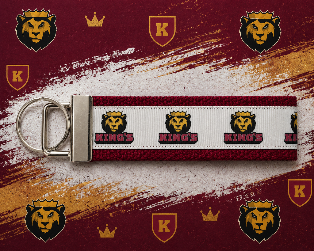 King’s College Wristlet Keychain – Maroon & Gold Key Fob