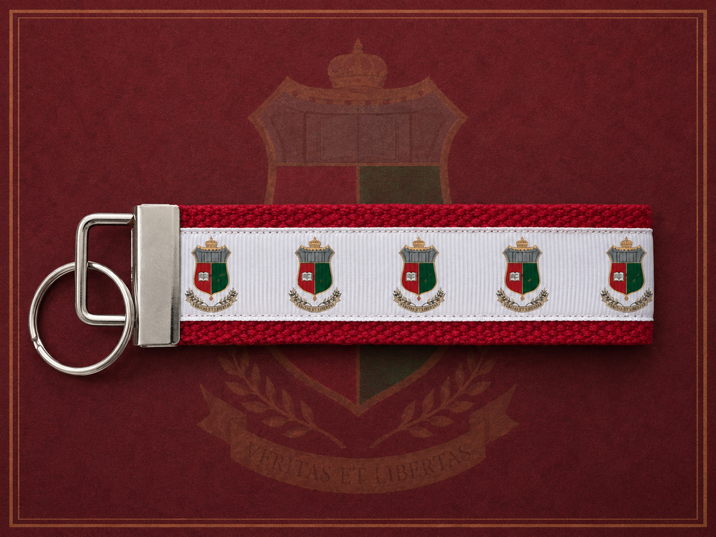 Saint Charles Borromeo Seminary Wristlet Keychain – Red & White Collegiate Crest Key Fob