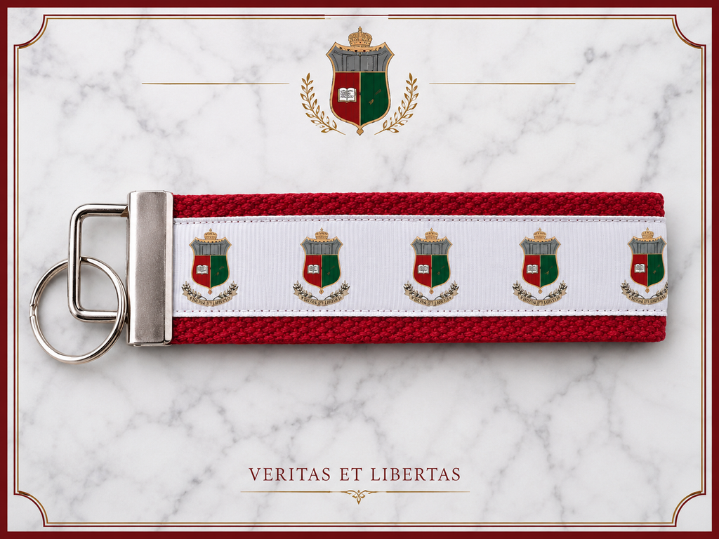 Saint Charles Borromeo Seminary Wristlet Keychain – Red & White Collegiate Crest Key Fob
