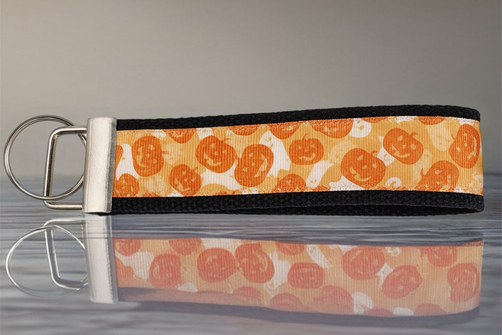Jack'o'Lantern and Ghost Keychain/ Wristlet/ Keyfob