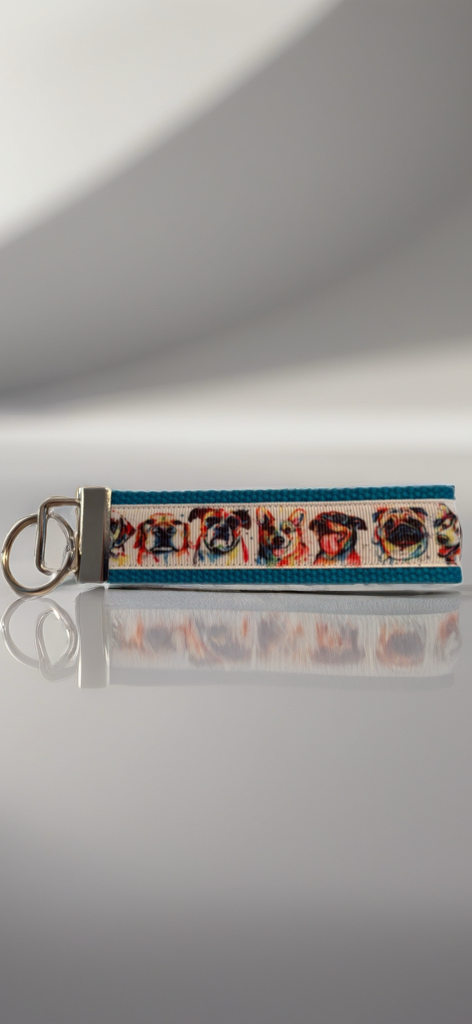 🐶 Dog Lover Wristlet Keychain – Colorful Pup Design for Pet Parents & Dog Fans