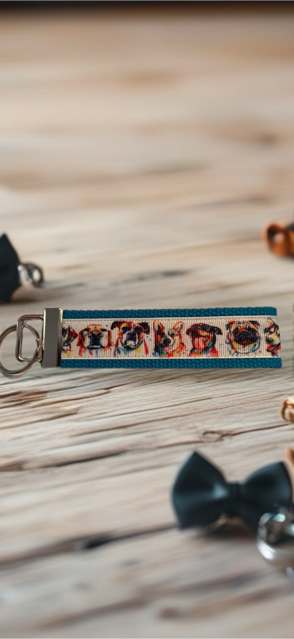 🐶 Dog Lover Wristlet Keychain – Colorful Pup Design for Pet Parents & Dog Fans