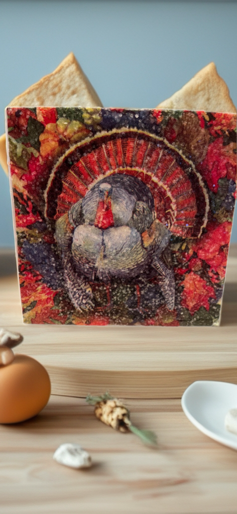 🦃 Thanksgiving Turkey Coaster Set (4) – Handmade, Water-Resistant, Gift-Ready