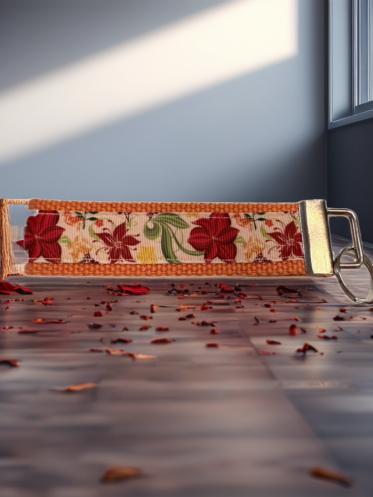 🍁 Fall Floral Wristlet Keychain – Handmade Autumn-Inspired Accessory