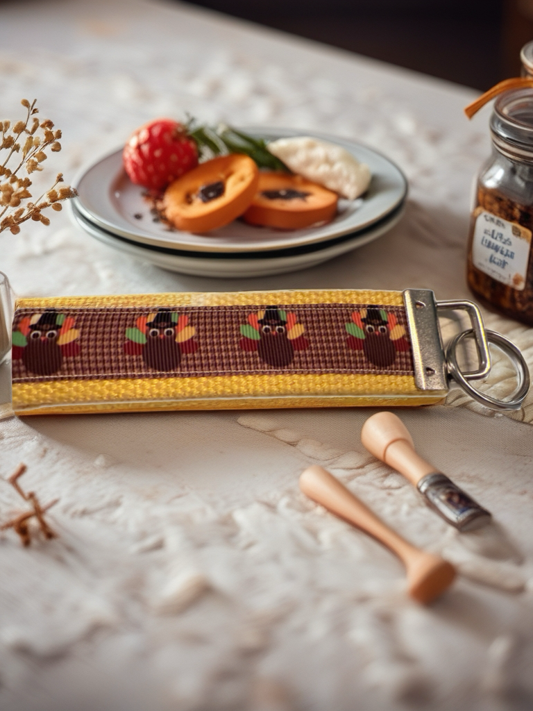 🦃 Thanksgiving Turkey Wristlet Keychain – Cute & Cozy Fall Accessory