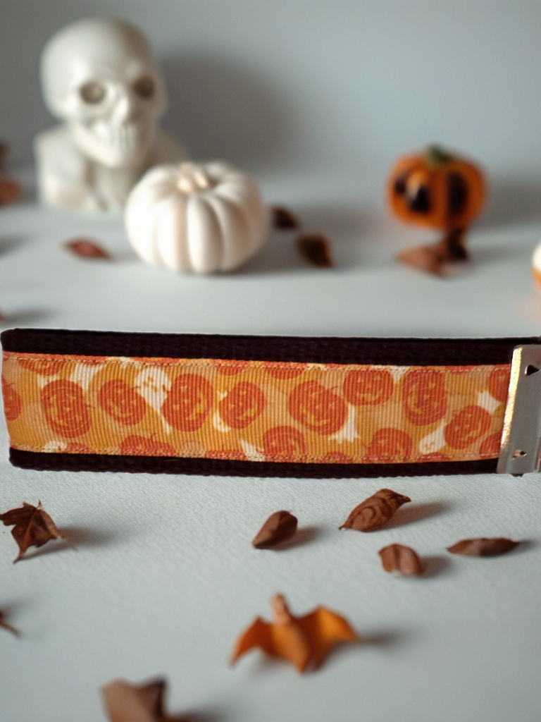 Jack'o'Lantern and Ghost Keychain/ Wristlet/ Keyfob