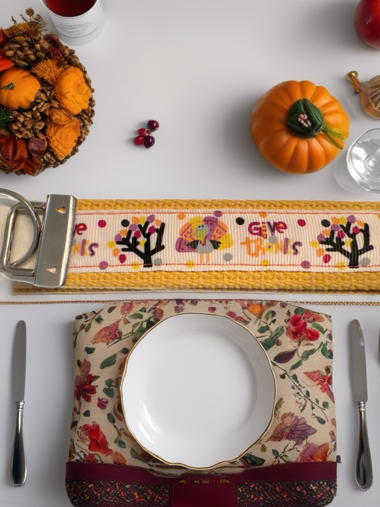 🦃 “Give Thanks” Fall Wristlet Keychain – Festive Thanksgiving Accessory